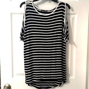C&G Black & White Striped Top